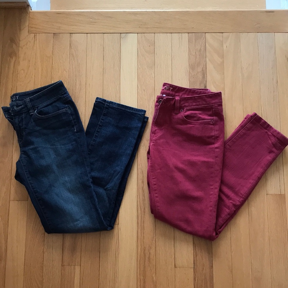 Ann Taylor Loft modern straight jeans petite bundle